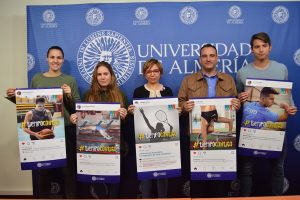 Estudiantes, vicerrectora y director de Deportes presentan la campaña #TiempoContigo de UAL Deportes.