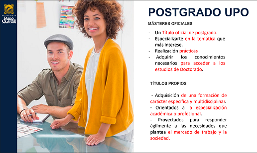 La UPO muestra su oferta de Másteres Universitarios en una jornada virtual